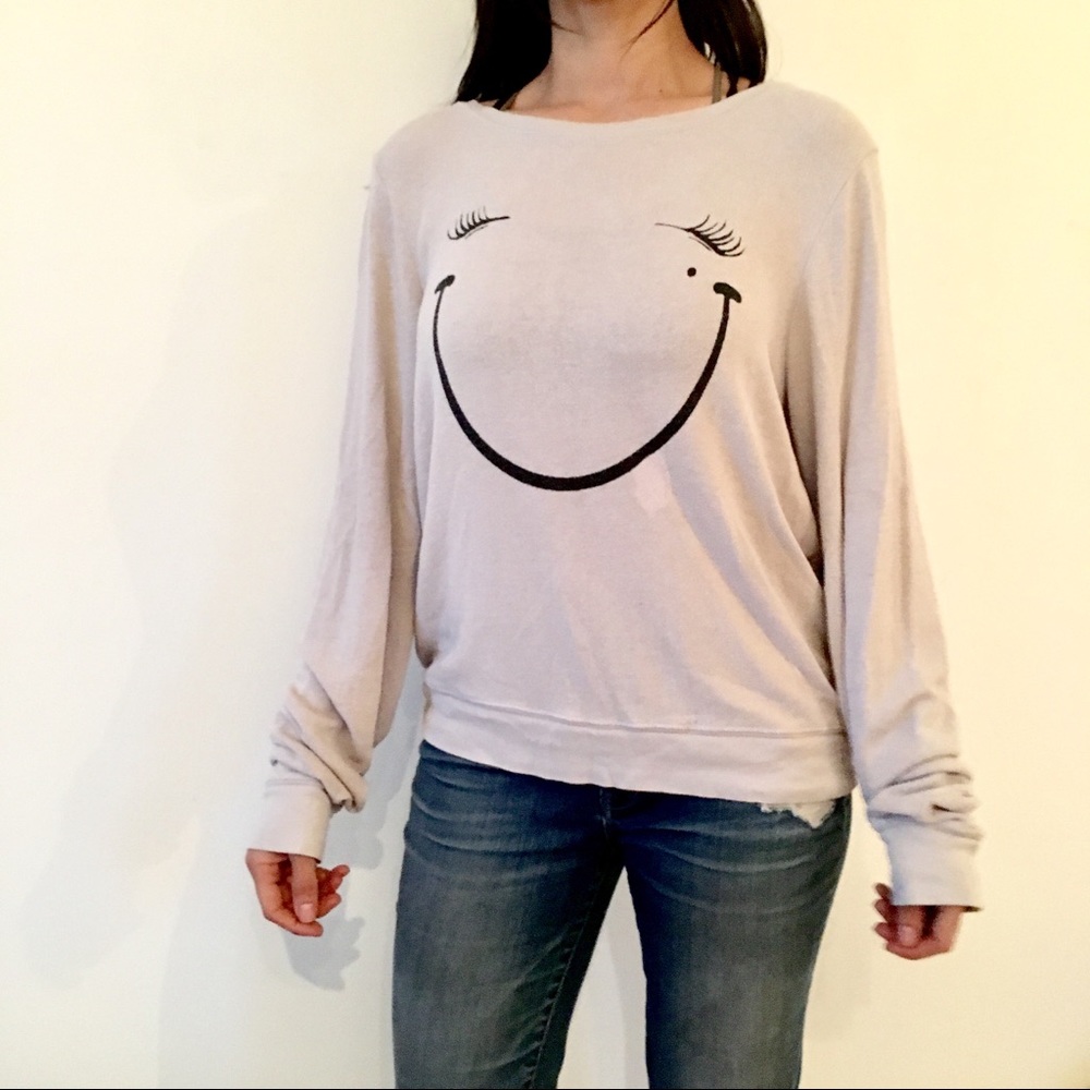 WILDFOX Happy Face 😋 Scoop Neck Sweatshirt